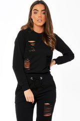 Black Distressed Tracksuit - Mercy