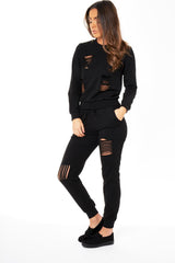 Black Distressed Tracksuit - Mercy