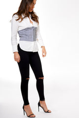 White Corset Lace Up Back Shirt - Ramona
