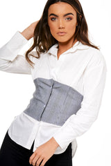 White Corset Lace Up Back Shirt - Ramona