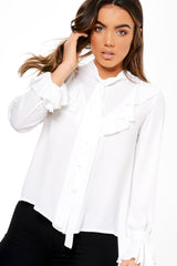 Cream Frill Sleeve Blouse - Amara
