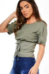 Khaki Corset Style Top - Jola