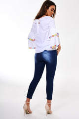 White Flared Sleeve Top - Samantha