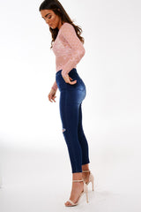 Pink Lace Long Sleeve Bodysuit - Kirsty