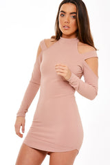 Nude Cut Shoulder Detail Dress - Zola