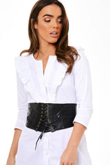 Black Leather Look Corset Belt - Viola