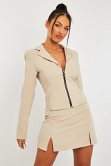 Stone Ring Zip Front Blazer - Brooklyn