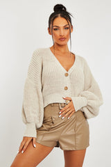 Stone Faux Leather Buckle Belt Shorts - Tamra