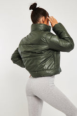 Khaki High Neck Puffer Coat - Docie