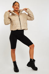 Stone High Neck Puffer Coat - Docie