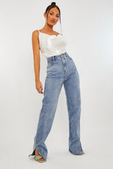 White Satin Cowl Neck Bodysuit - Miley