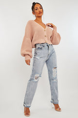 Nude Chunky Knit Button Front Cardigan - Florance