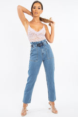 Lilac Plunge V Front Lace Bodysuit - Tiah