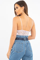 Lilac Plunge V Front Lace Bodysuit - Tiah