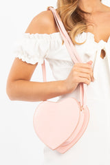 Light Pink Heart Faux Croc Bag - Niara