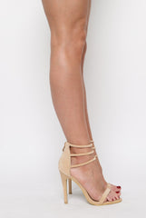 Nude Suede Strappy Heels - Ada