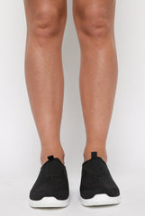 Black Diamante Sparkle Stretch Trainers - Hani