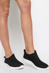 Black Diamante Sparkle Stretch Trainers - Hani