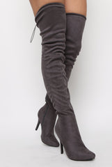 Grey Suede Stiletto Heel Over The Knee Boots - January