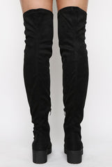Black Over The Knee Suede Boots - Nelly