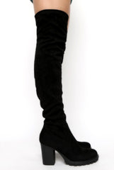 Black Suede Over The Knee Boots - Juno
