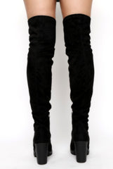 Black Suede Over The Knee Boots - Juno