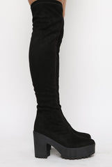 Black Suede Over The Knee Boots - Loren