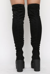 Black Suede Over The Knee Boots - Loren