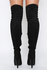 Black Suede Stiletto Heel Over The Knee Boots - Kaira