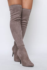 Mocha Suede Stiletto Heel Over The Knee Boots - Kaira
