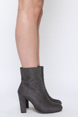 Grey Suede High Ankle Heeled Boots - Dondi