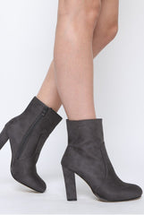 Grey Suede High Ankle Heeled Boots - Dondi