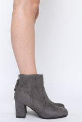 Grey Suede Tassel Ankle Boots - Odine