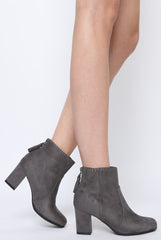 Grey Suede Tassel Ankle Boots - Odine