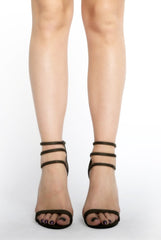 Khaki Suede Multi Cross Strap Heels - Haley