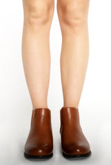 Camel PU Croc Low Ankle Chelsea Boots - Hope