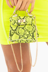 Neon Lime Snake Mini Handbag - Ramie