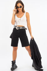 White Detail Tie Extreme Cropped Top - Trista