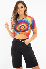 Rainbow Tie Dye Knot Detail T Shirt - Freddie