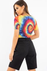 Rainbow Tie Dye Knot Detail T Shirt - Freddie