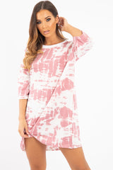 Mauve Tie Dye Oversized T-Shirt Dress - Avriella