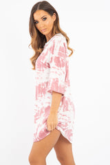 Mauve Tie Dye Oversized T-Shirt Dress - Avriella