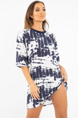 Navy Tie Dye Oversized T-Shirt Dress - Avriella