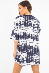 Navy Tie Dye Oversized T-Shirt Dress - Avriella