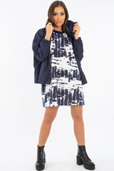 Navy Tie Dye Oversized T-Shirt Dress - Avriella