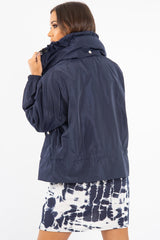 Navy Zip Front Rain Jacket - Idalie