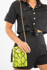 Neon Lime Snake Padlock Chain Detail Bag - Xena