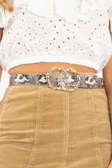 Nude Snake Double Circle Buckle Belt - Elexia