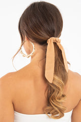Tan Bow Detail Scrunchy - Cattie