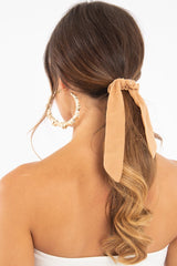Tan Bow Detail Scrunchy - Cattie